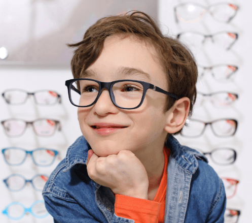 Child with glasses frames